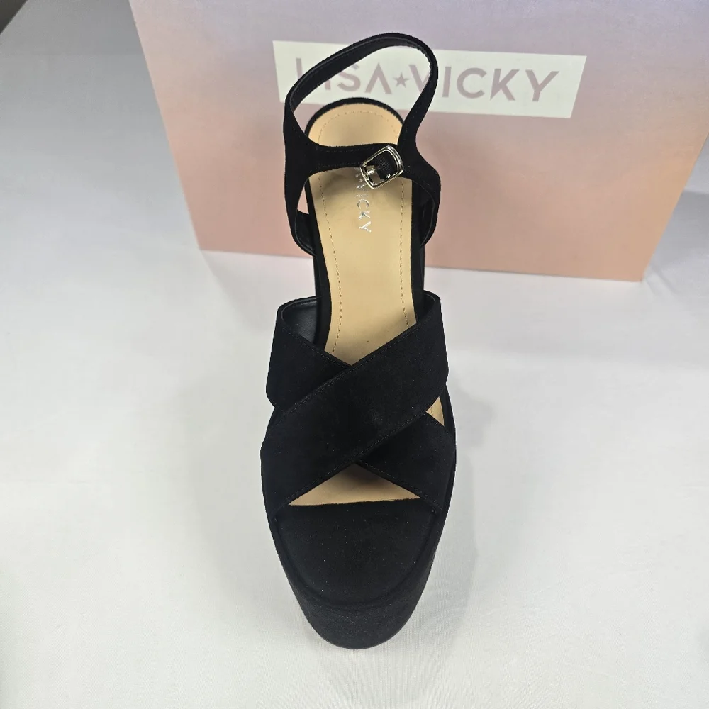 Black Platform Block Heel Sandals - Women